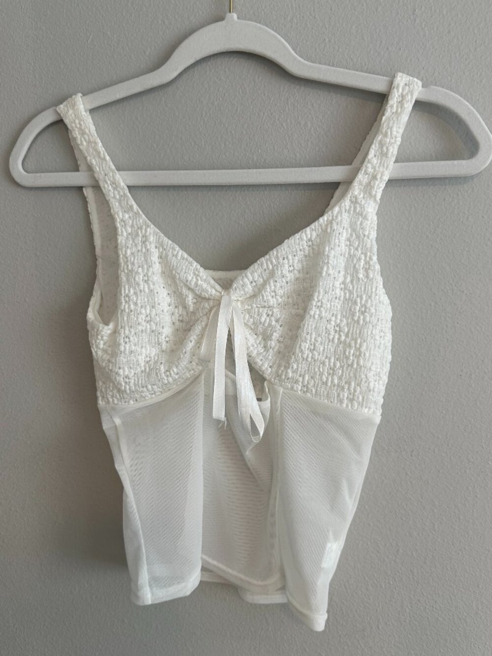 White Eyelet and Sheer Tank Top | Off Shoulder or On Shoulder